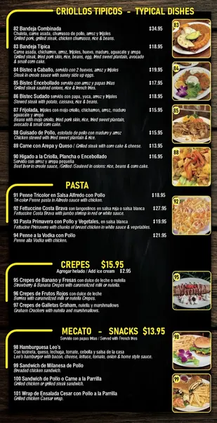 menu of Leo’s