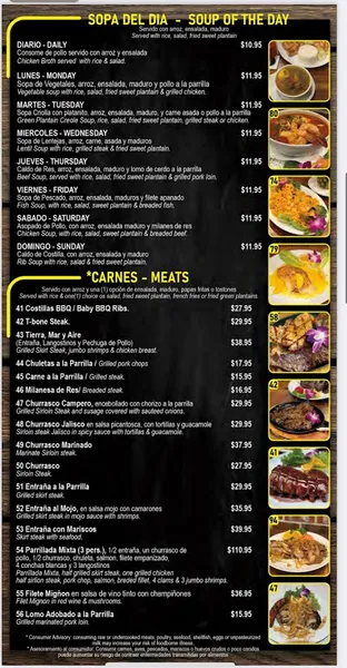 menu of Leo’s