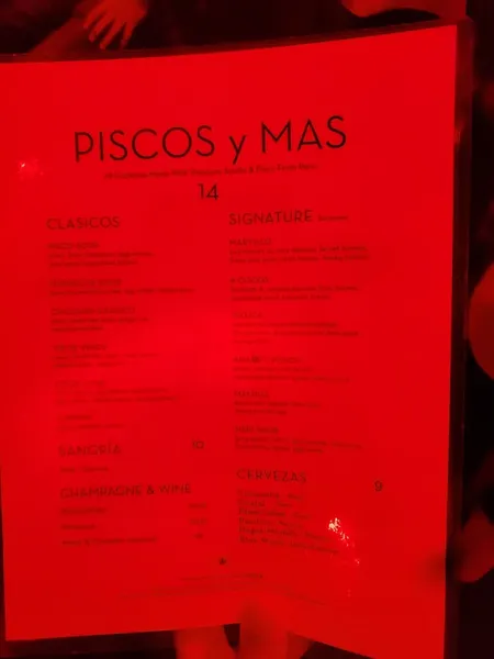 menu of Amaru Bar