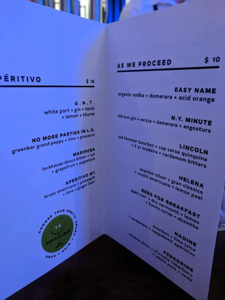 menu of Bar Bantam