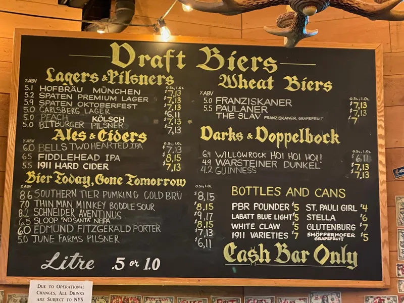 menu of Wolff's Biergarten