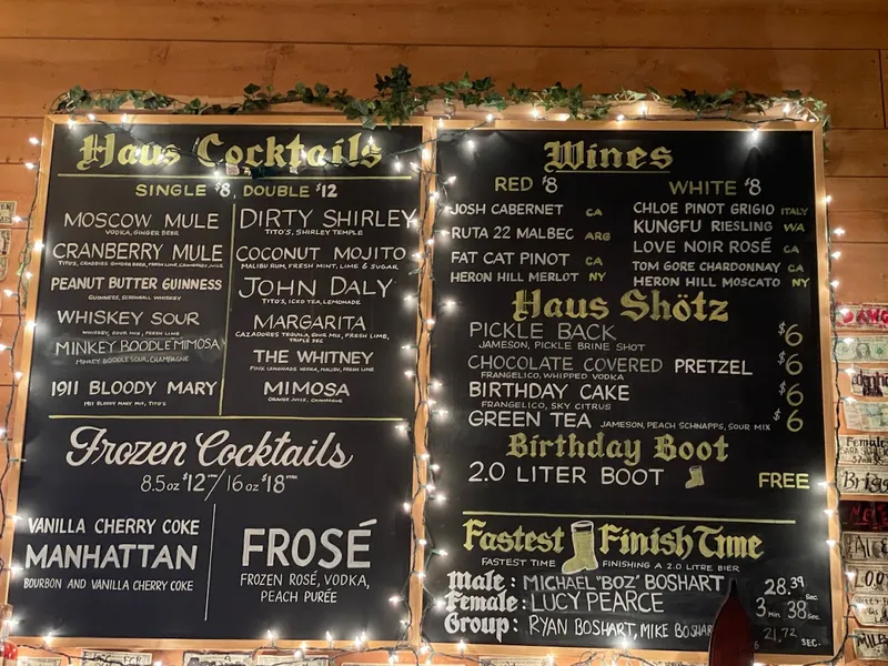 menu of Wolff's Biergarten