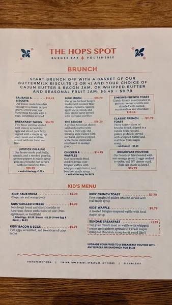 menu of The Hops Spot