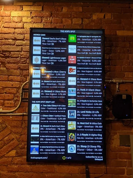 menu of The Hops Spot