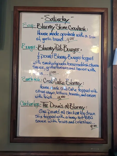 menu of Blarney Stone