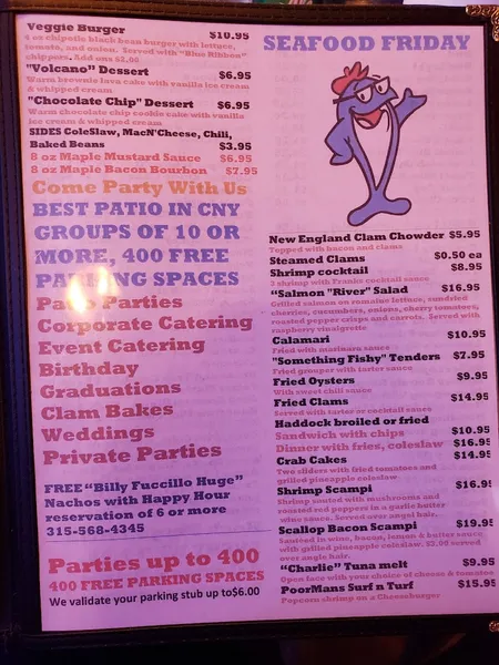 menu of PressRoom Pub