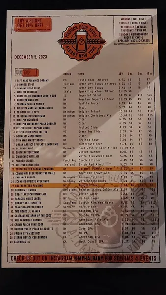 menu of Madison Pour House