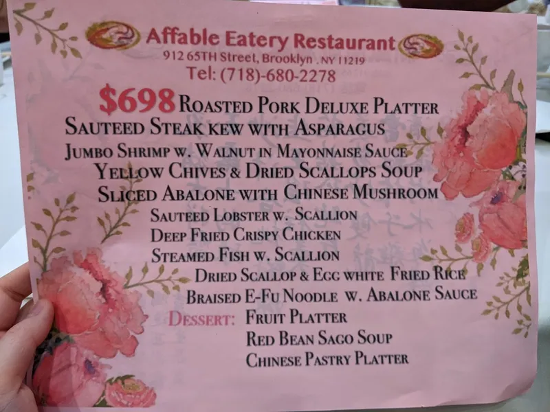 menu of Affable Eatery