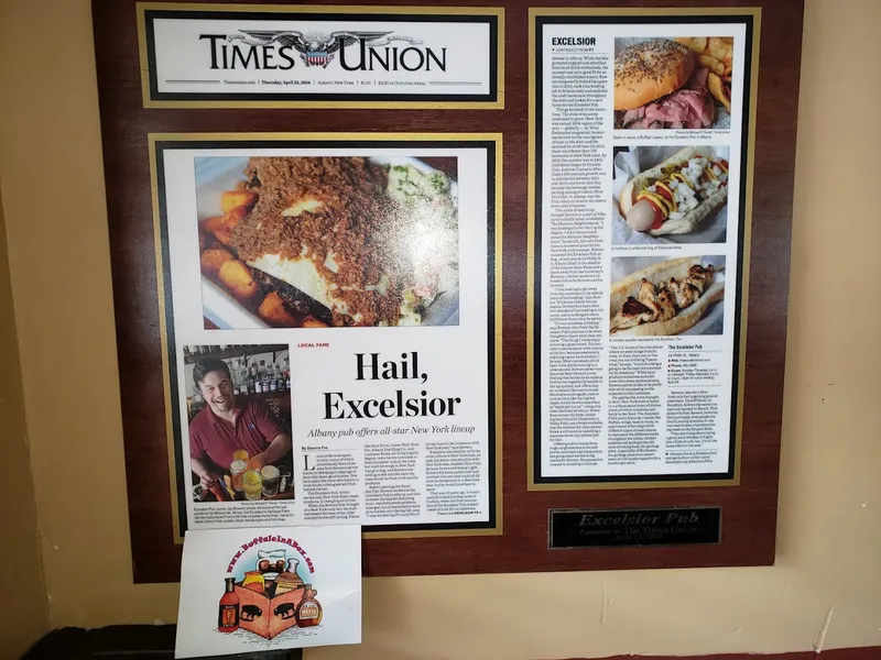 menu of The Excelsior Pub