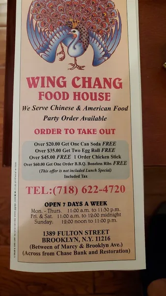 menu of Wing Cheong