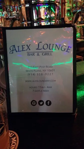 menu of Alex Lounge Bar & Grill