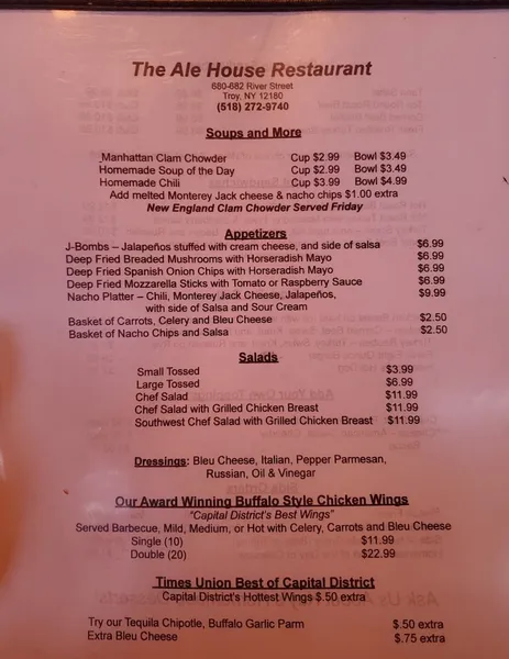 menu of Ale House