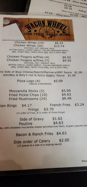 menu of Wagon Wheel