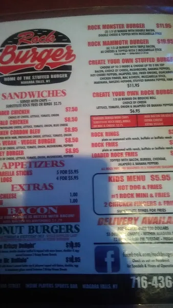 menu of Players Sports Bar and Grill