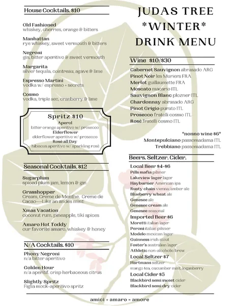 menu of Judas Tree