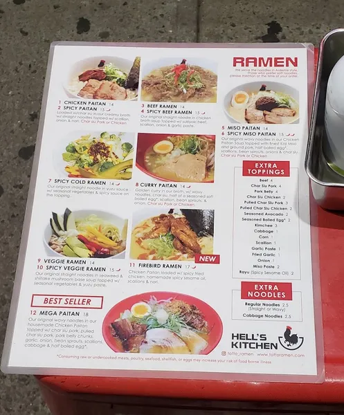 menu 0 of Totto Ramen Hell's Kitchen