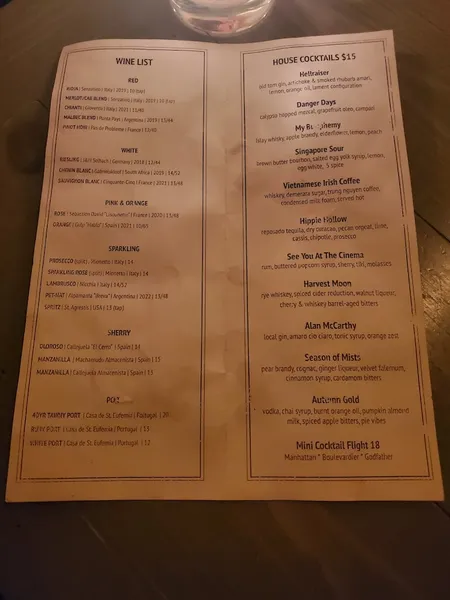 menu of Livingston Manor