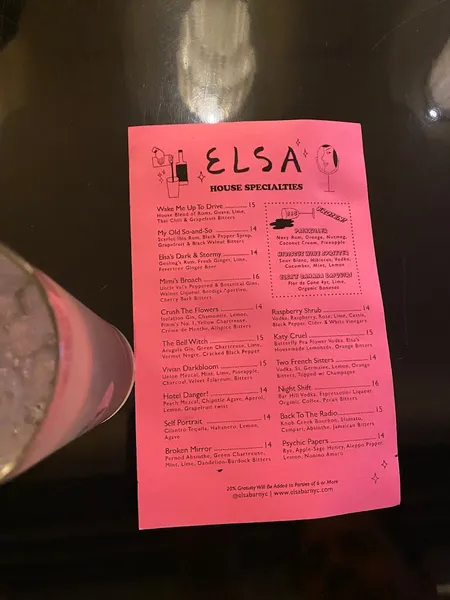 menu of Elsa