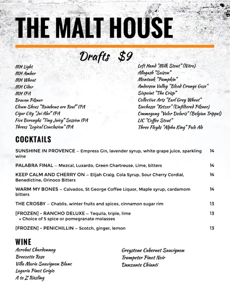 menu 0 of The Malt House