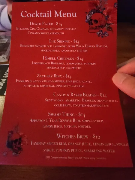 menu of Someday Bar NYC