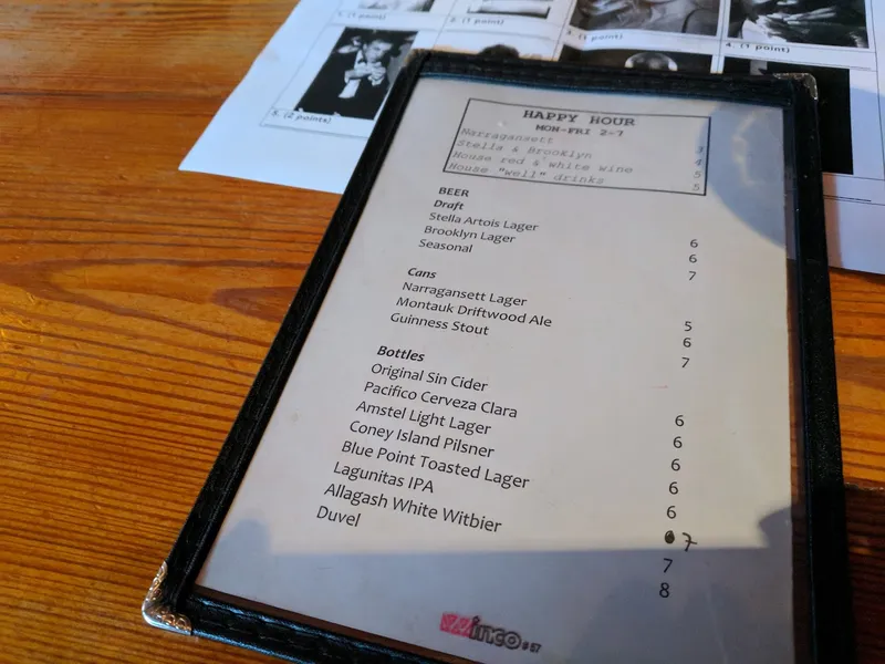 menu of 68 Jay Street Bar