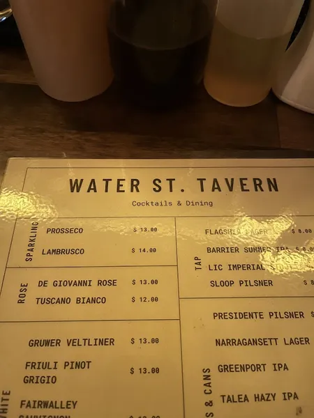 menu of Water St. Tavern