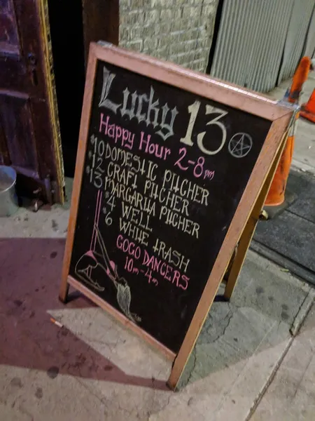 menu of Lucky 13 Saloon