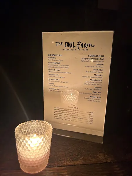 menu of The Owl Farm