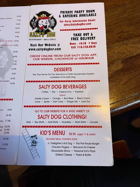 menu of Salty Dog