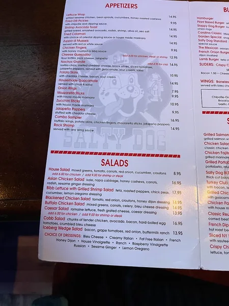 menu of Salty Dog