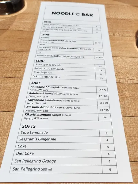 menu 2 of Momofuku Noodle Bar