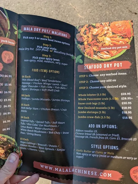 menu of Malala Chinese