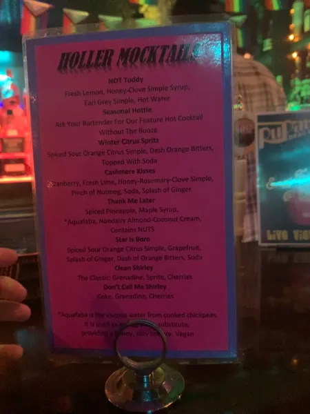 menu of The Holler