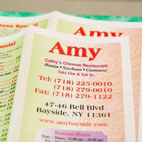 menu of Amy's Chinese Restaurant