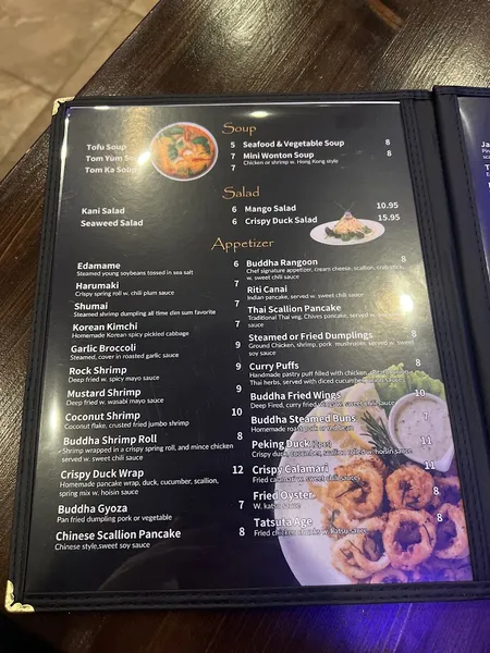 menu of Buddha Asian