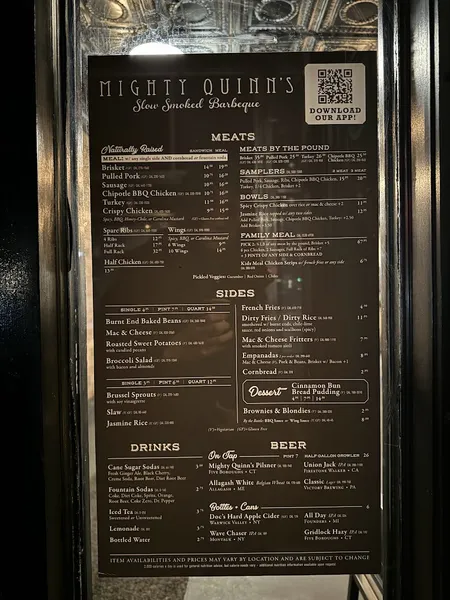 menu 2 of Mighty Quinn's Barbeque