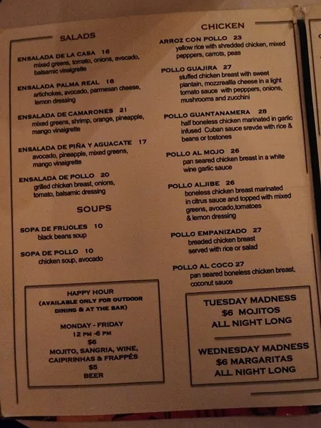 menu 1 of Guantanamera