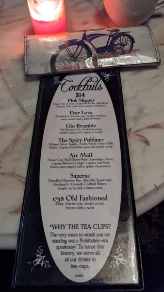 menu of The Back Room