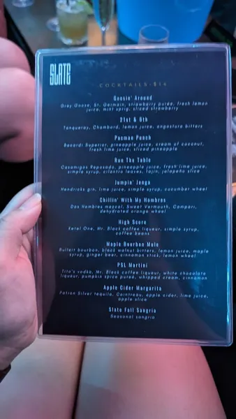 menu of Slate NY