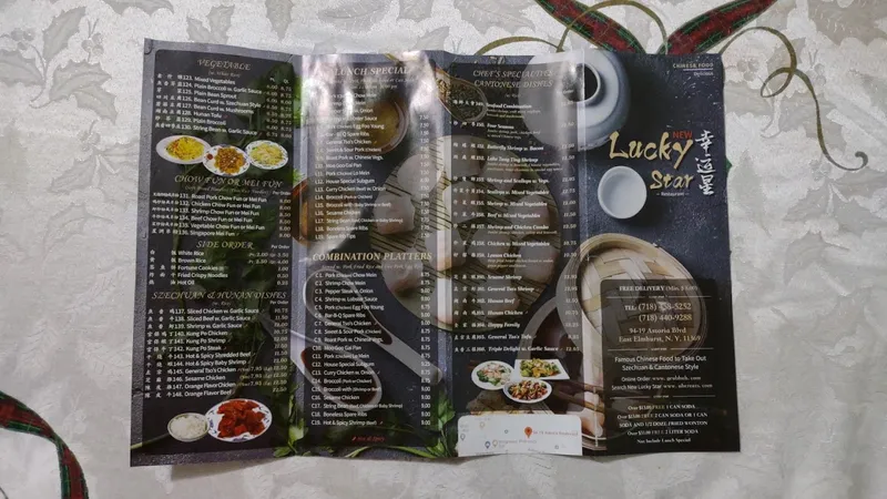 menu of New Lucky Star