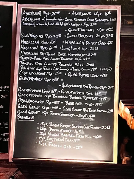 menu of The Whiskey Ward