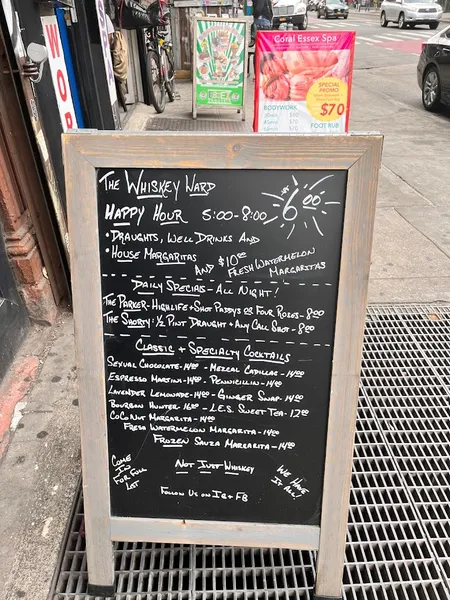 menu of The Whiskey Ward