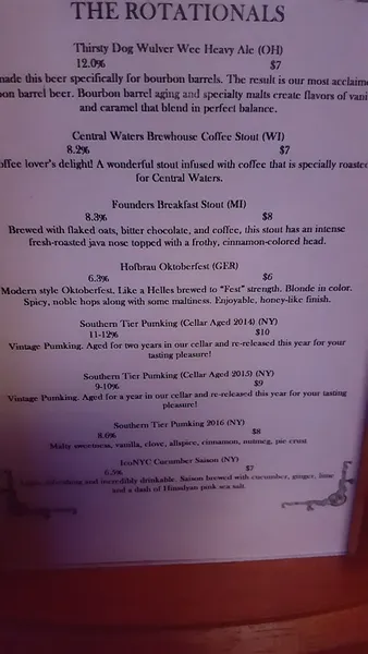 menu of The Courtyard Ale House