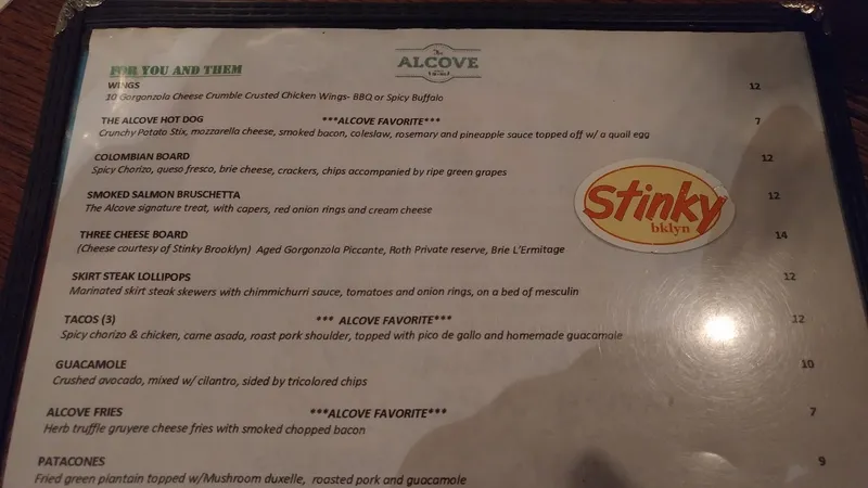 menu of The Alcove