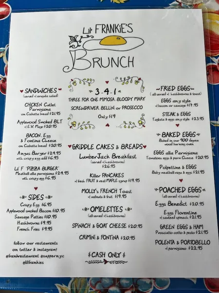 menu 2 of Lil' Frankie's