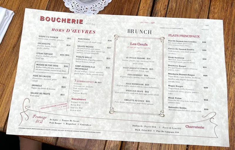 menu 1 of Boucherie West Village