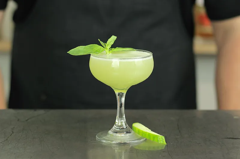 Cucumber Basil Gimlet Moot Bar