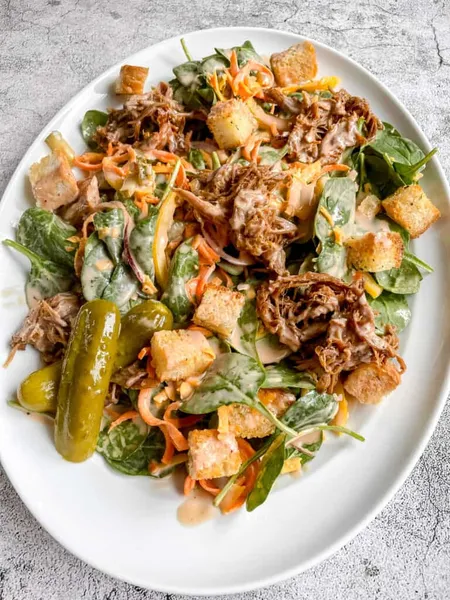 Pulled Pork Caesar Salad Utica BBQ