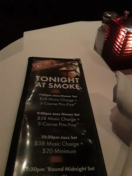 menu of Smoke Jazz & Supper Club