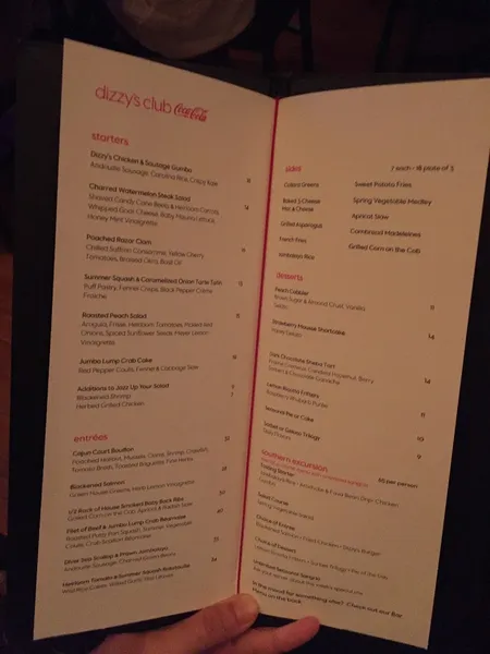 menu of Dizzy's Club